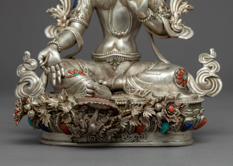 Buddha Art Green Tara Statue | Handmade Bodhisattva Statue