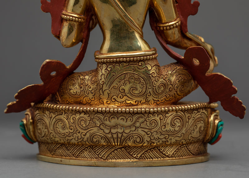 Green Tara Bodhisattva Sculpture  | Tibetan Handcrafted Art
