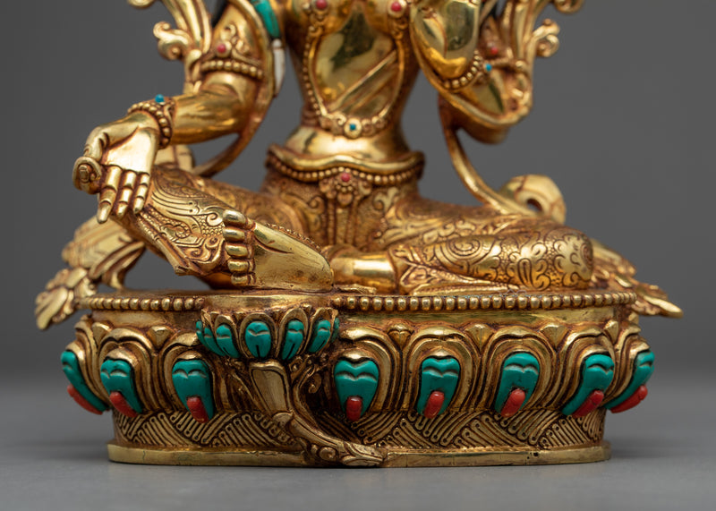 Green Tara Bodhisattva Sculpture  | Tibetan Handcrafted Art
