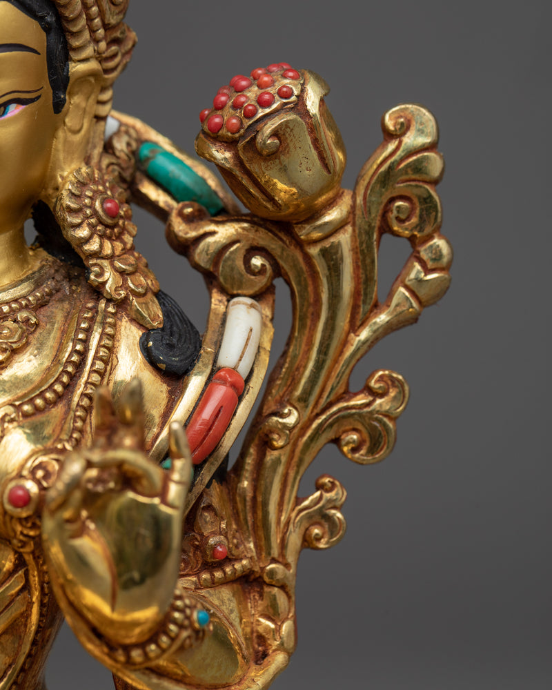 Green Tara Bodhisattva Sculpture  | Tibetan Handcrafted Art