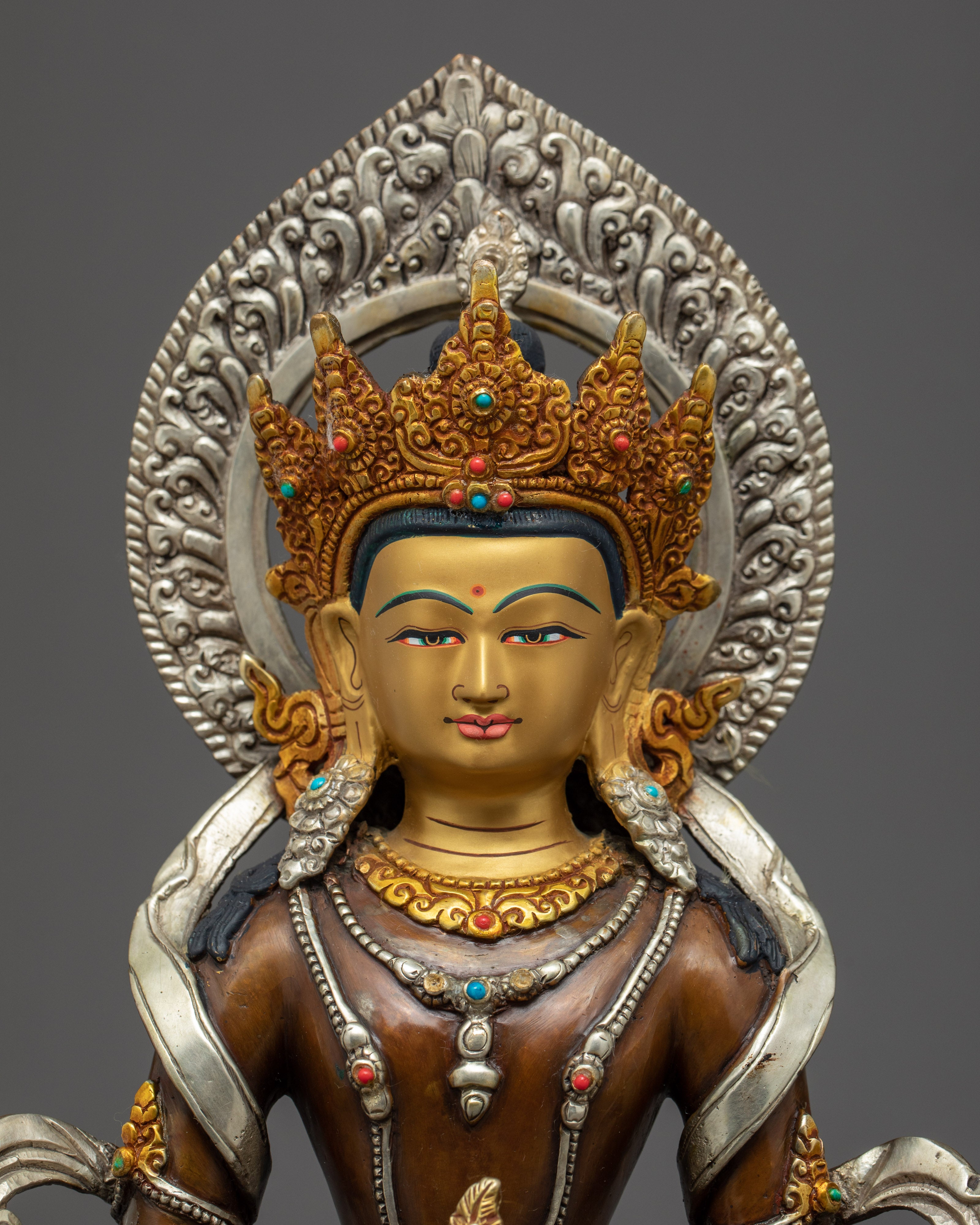 Amitayus Buddha Gold Statue | Traditional Bodhisattva Art