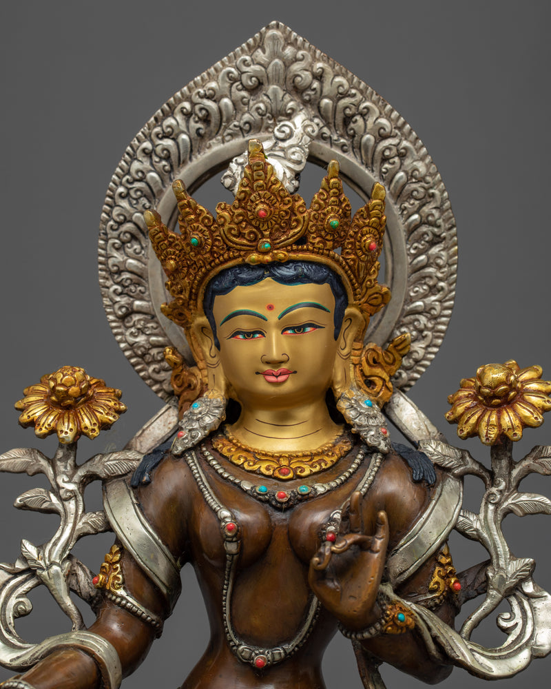 Female Buddha Green Tara Sculpture | Mother Tara Statue