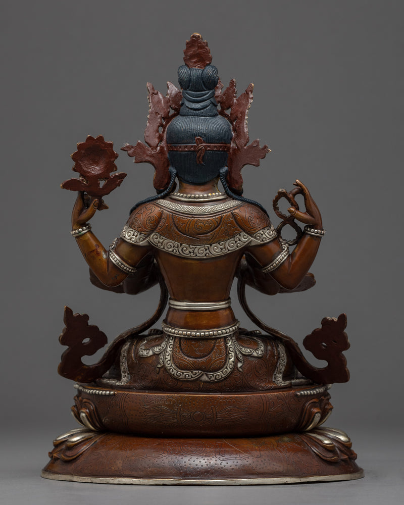 The Bodhisattva Avalokiteshvara Sculpture | Hand-Carved Himalayan Bodhisattva Chenrezig Art