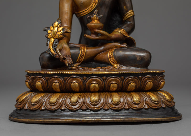 Medicine Buddha Gold Sculpture | Traditional Buddhist Art