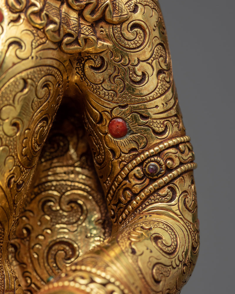 Shakyamuni Buddha Gold Statue | Traditional Himalayan Art