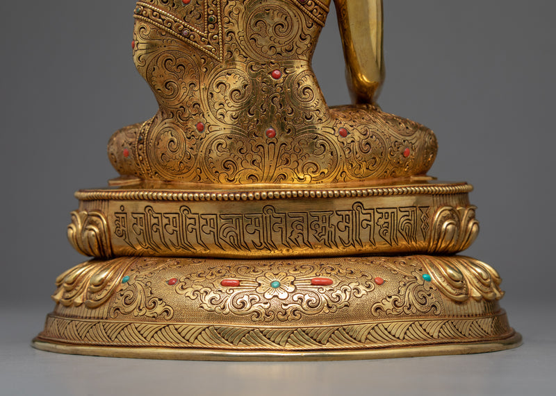Shakyamuni Buddha Gold Statue | Traditional Himalayan Art
