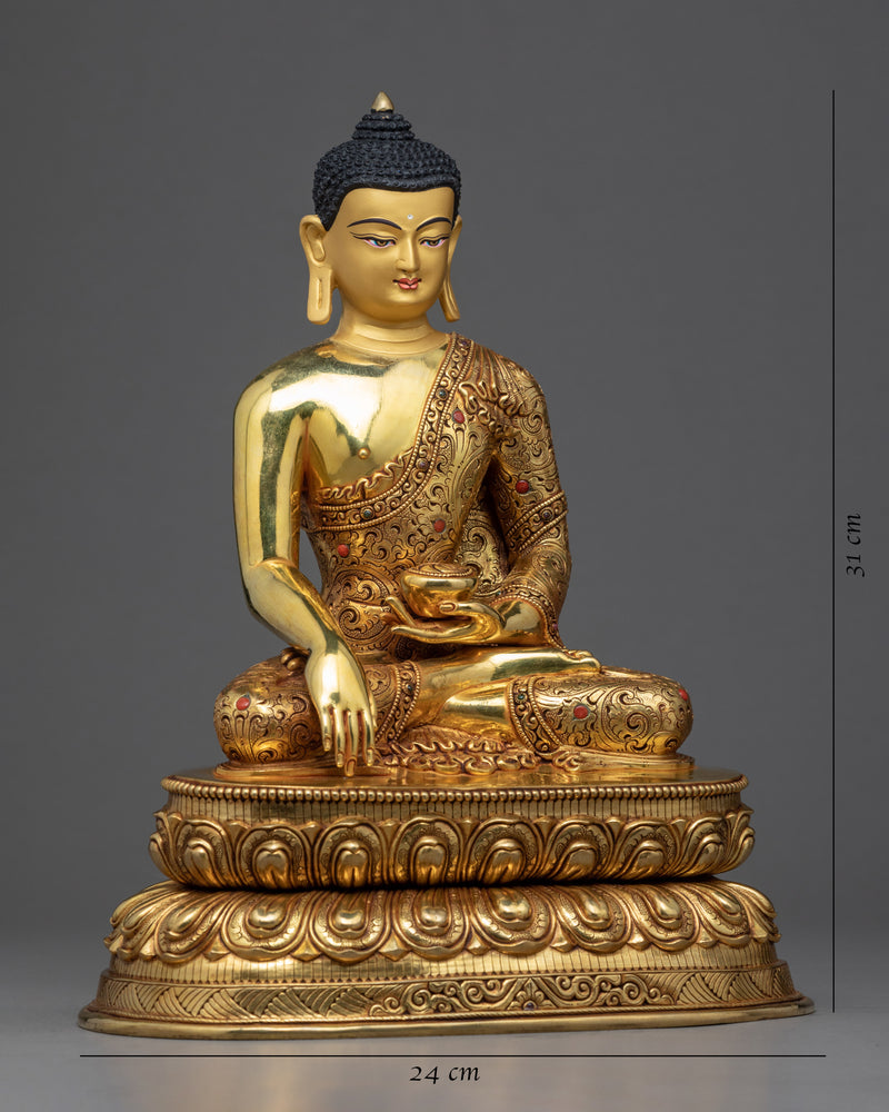Shakyamuni Buddha Gold Statue | Traditional Himalayan Art
