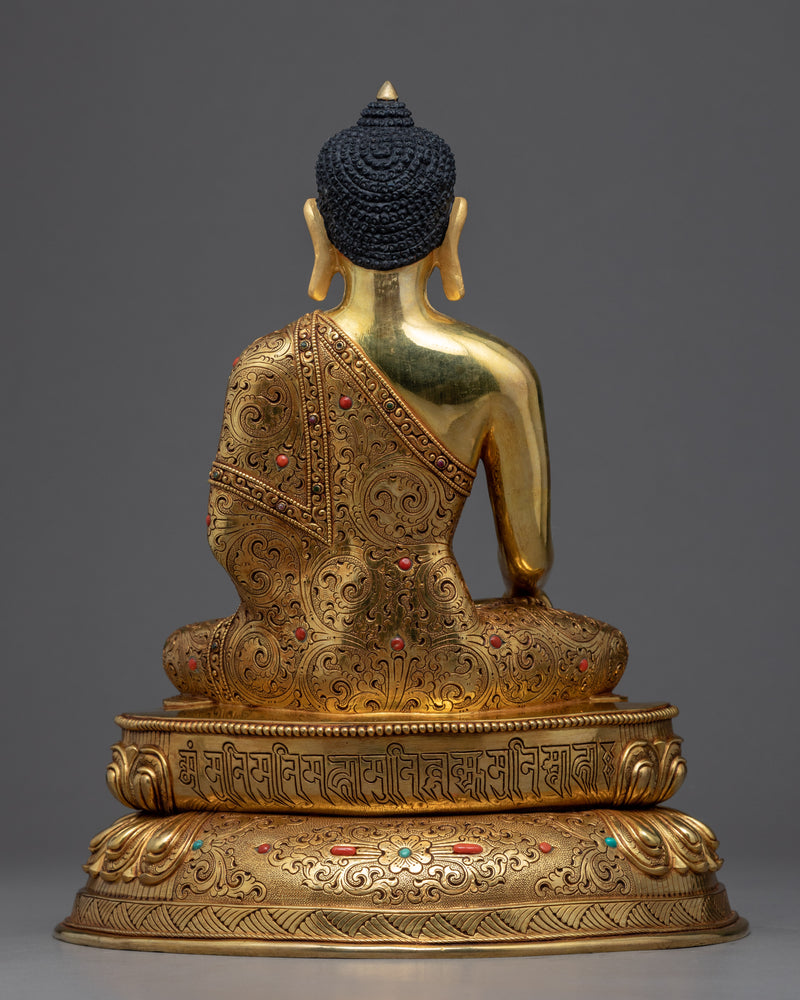 Shakyamuni Buddha Gold Statue | Traditional Himalayan Art