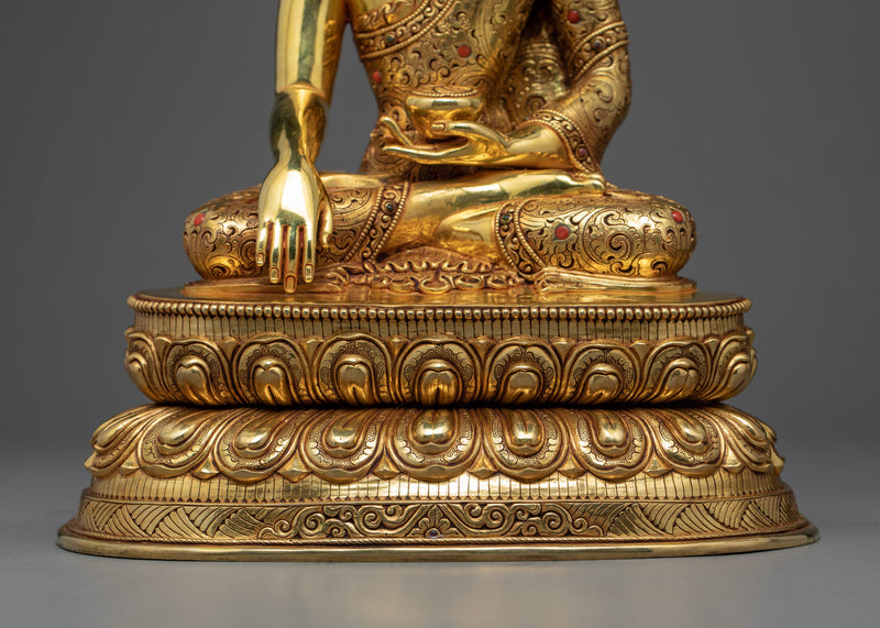 Shakyamuni Buddha Gold Statue | Traditional Himalayan Art