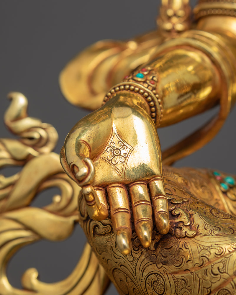 Green Tara Lotus Statue | Traditional Himalayan Mother Tara Art