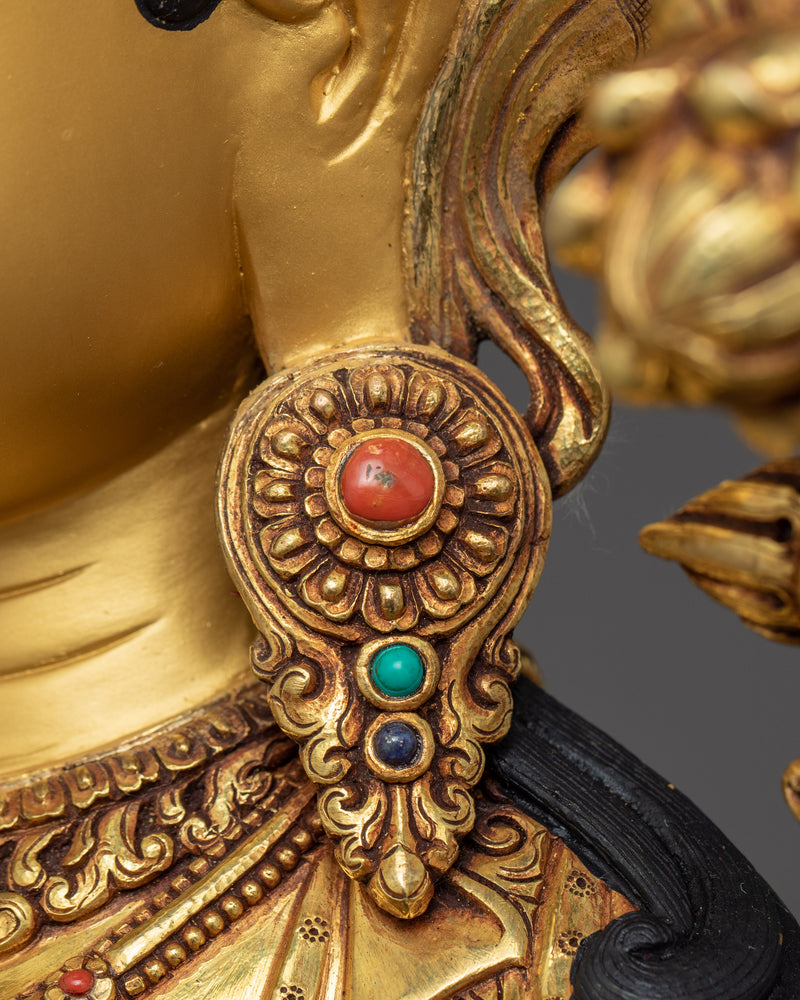 Green Tara Lotus Statue | Traditional Himalayan Mother Tara Art
