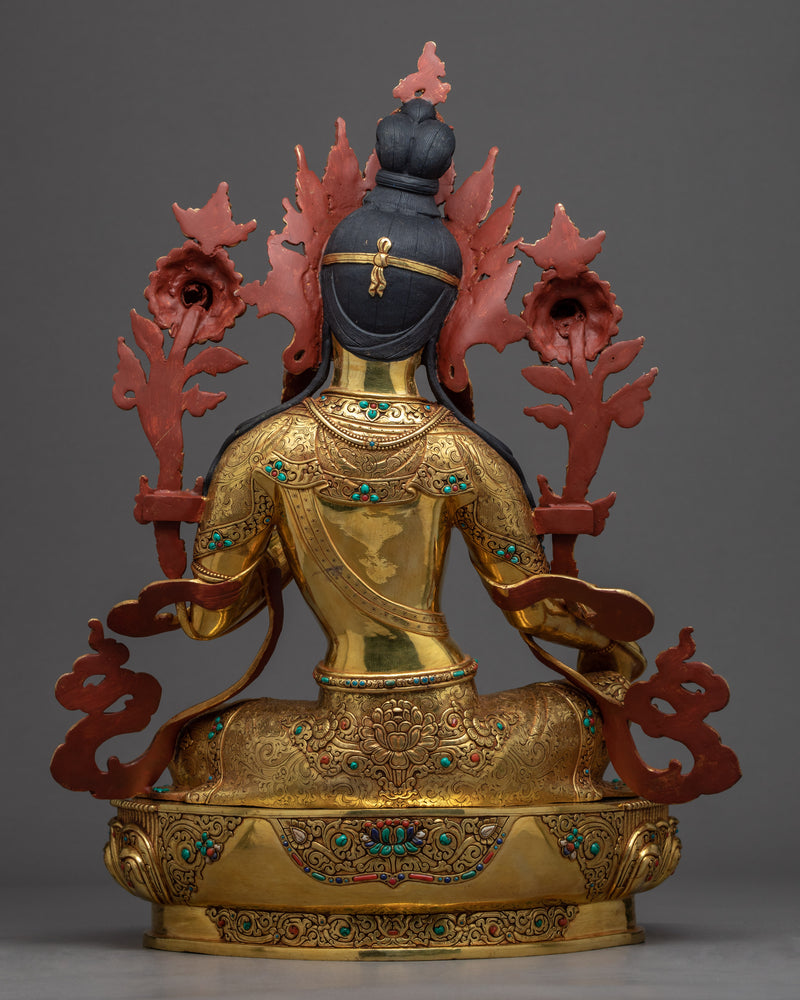 Green Tara Lotus Statue | Traditional Himalayan Mother Tara Art