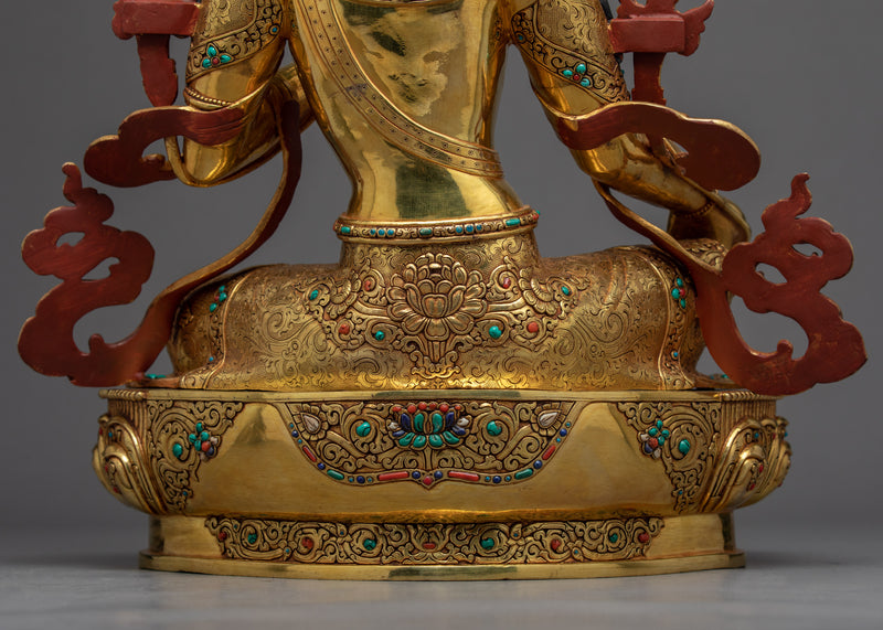 Green Tara Lotus Statue | Traditional Himalayan Mother Tara Art