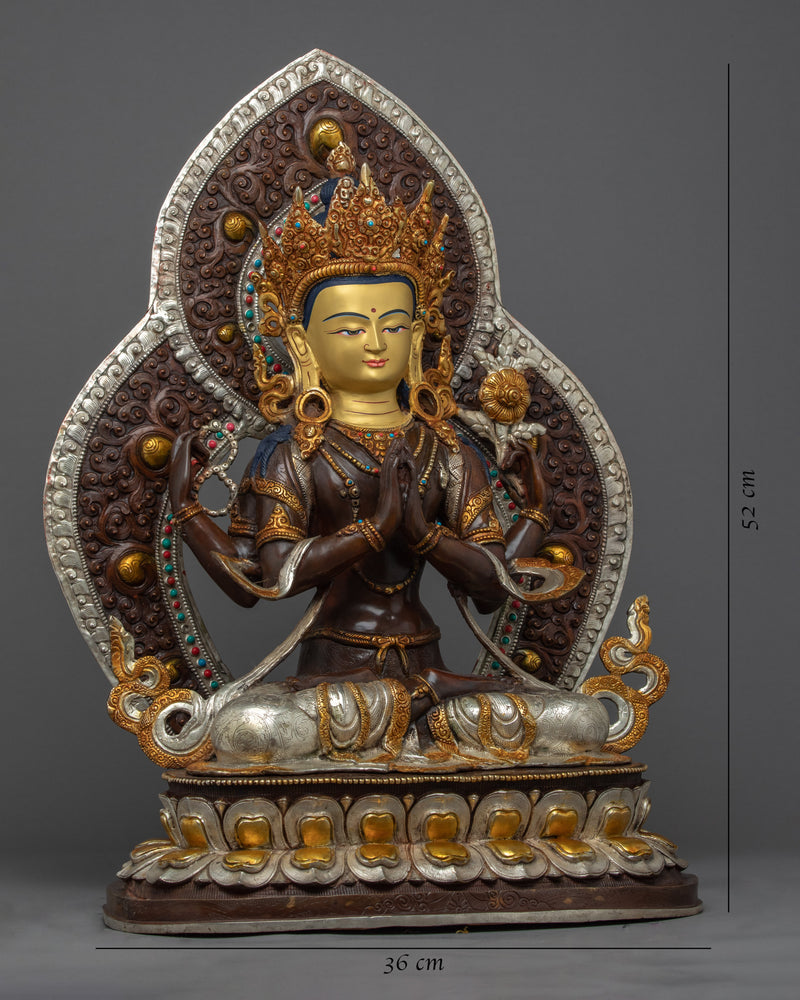 Bodhisattva Chenrezig Art Sculpture | Hand Carved Himalayan Art