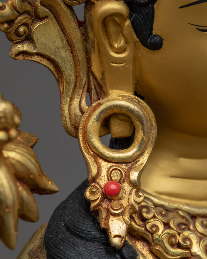 Tibetan Statue Green Tara | Gold Plated Himalayan Art
