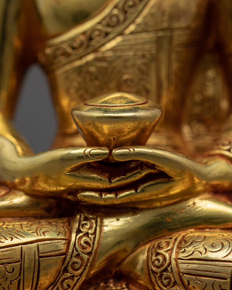Amitabha Buddha Gold Sculpture | Hand Carved Gold Gilded Art