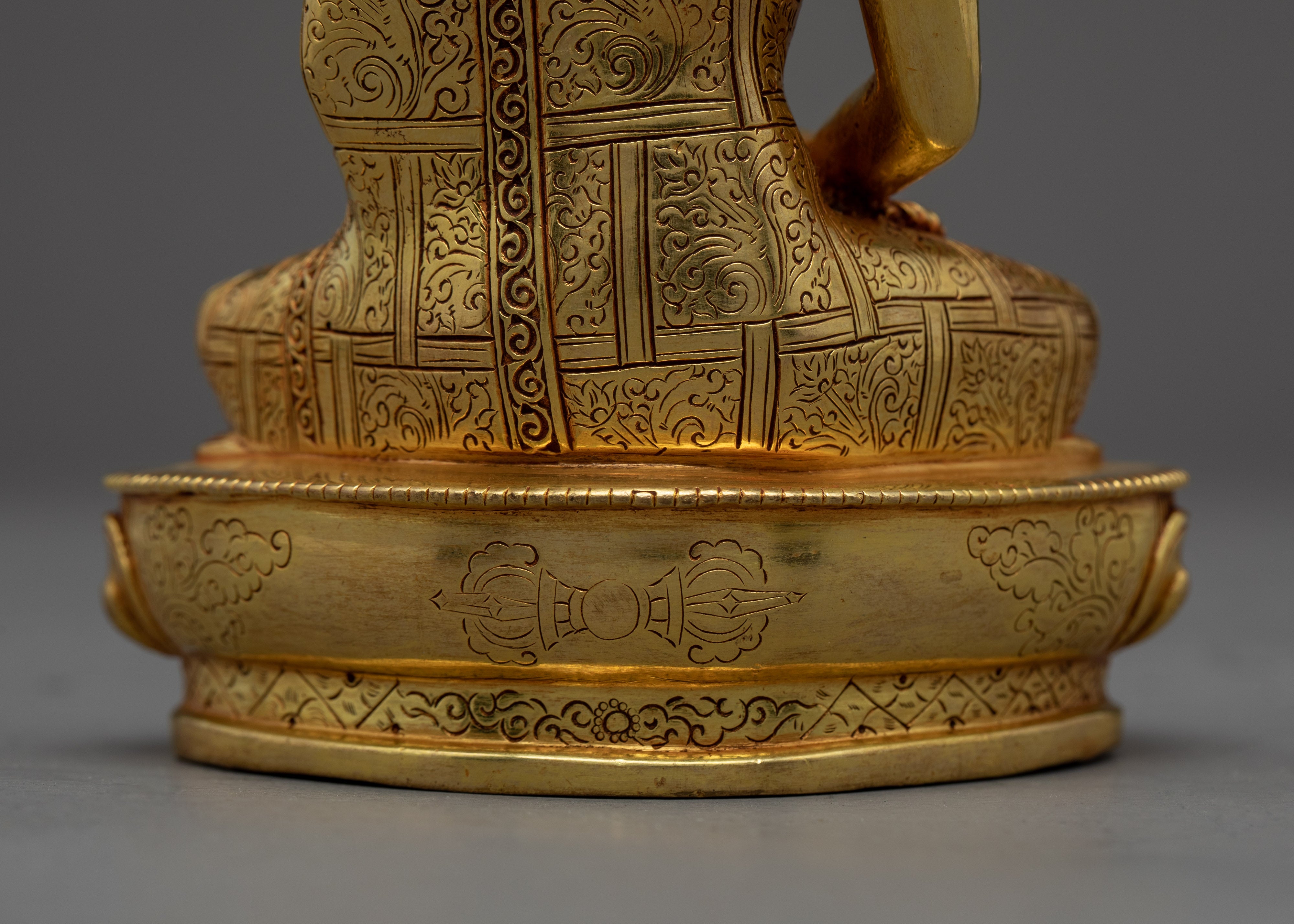 Amitabha Buddha Gold Sculpture | Hand Carved Gold Gilded Art