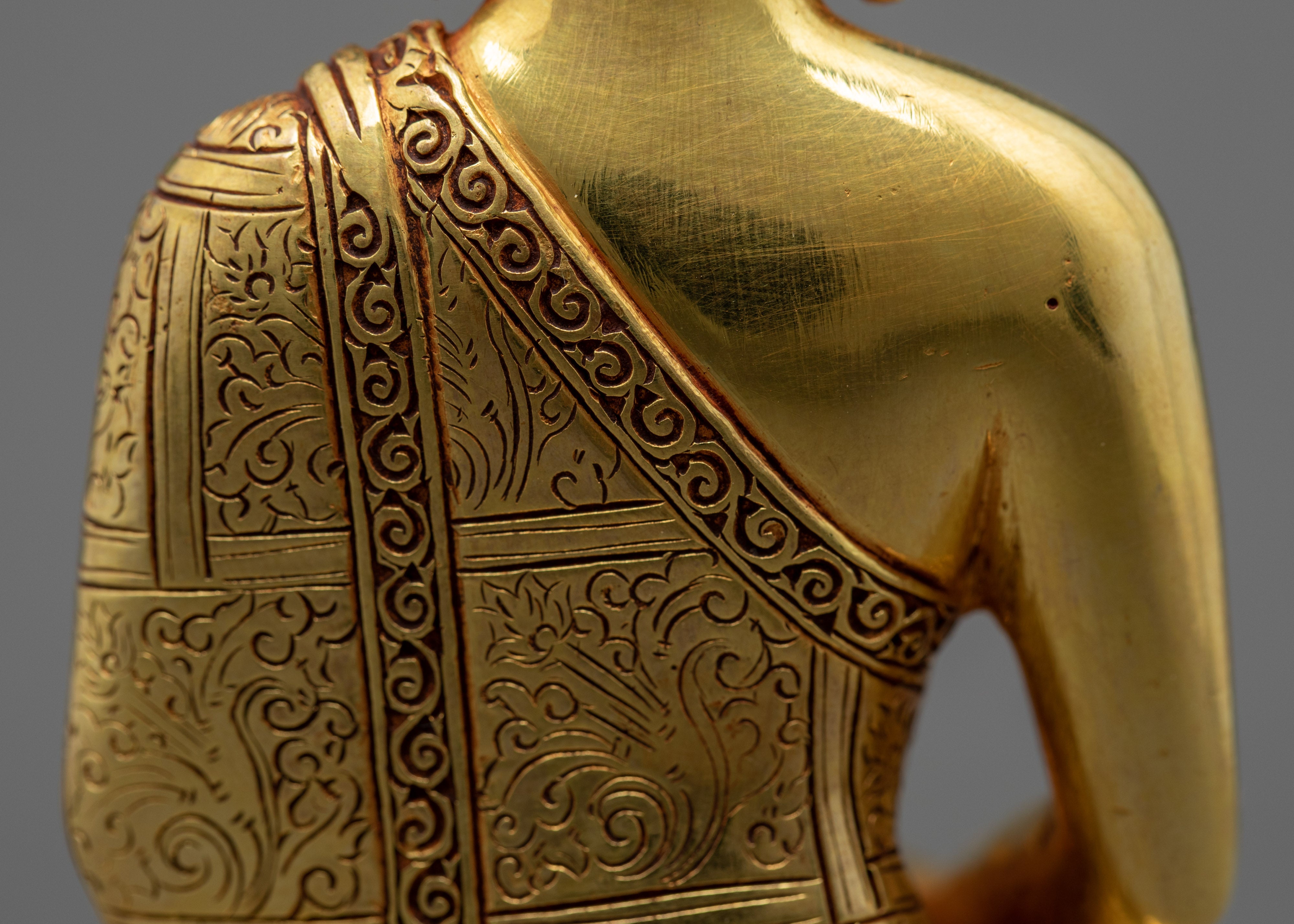 Amitabha Buddha Gold Sculpture | Hand Carved Gold Gilded Art