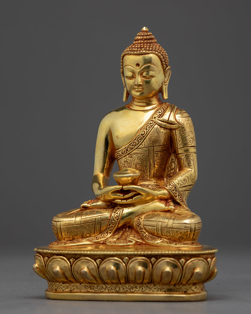 Amitabha Buddha Gold Sculpture | Hand Carved Gold Gilded Art
