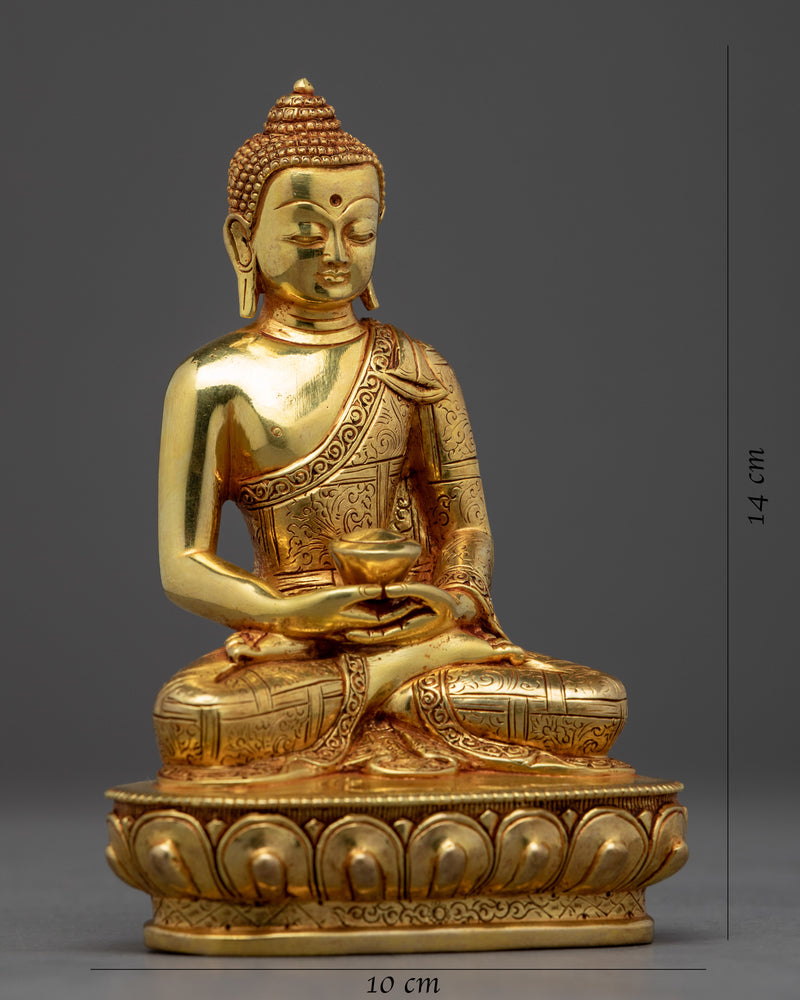 Amitabha Buddha Gold Sculpture | Hand Carved Gold Gilded Art