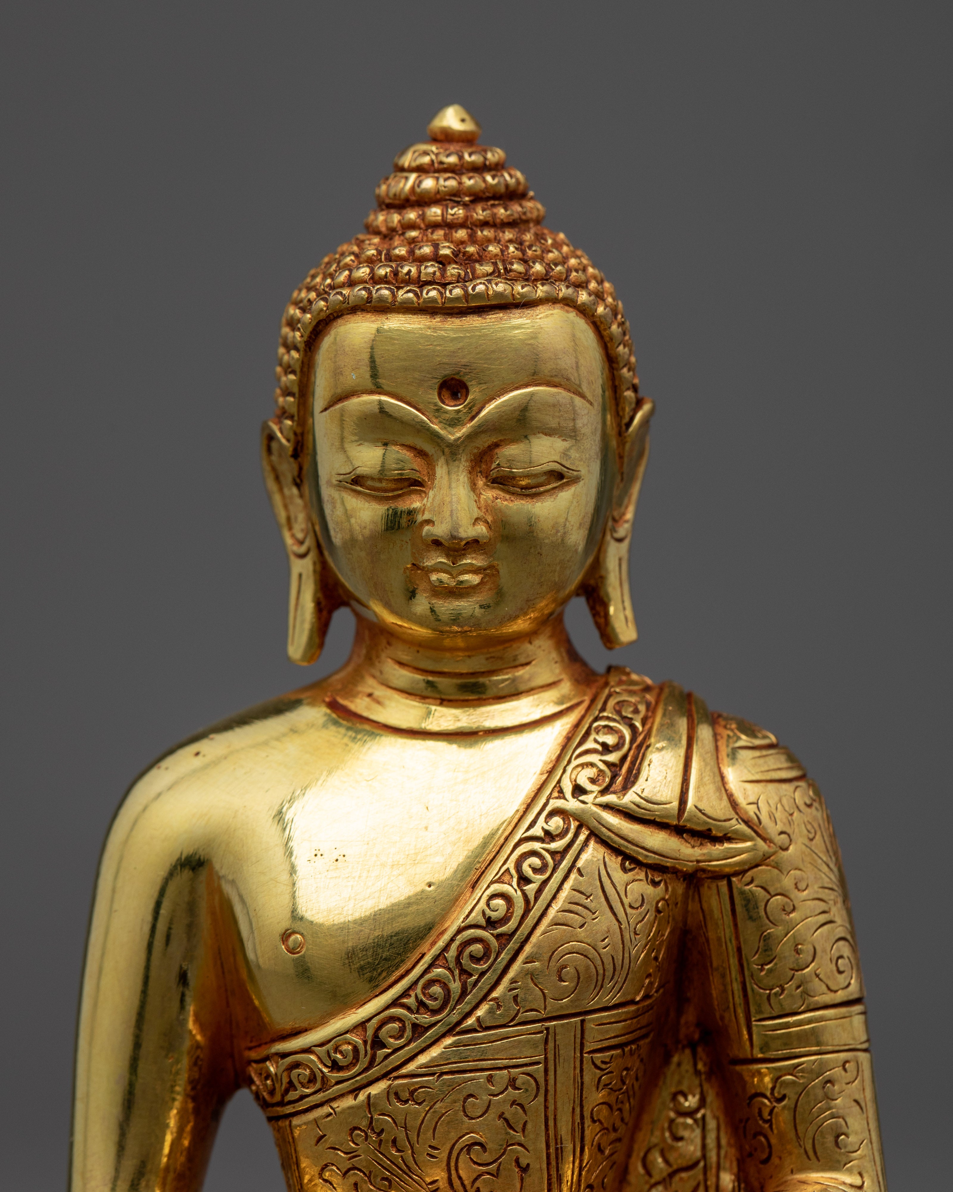 Amitabha Buddha Gold Sculpture | Hand Carved Gold Gilded Art