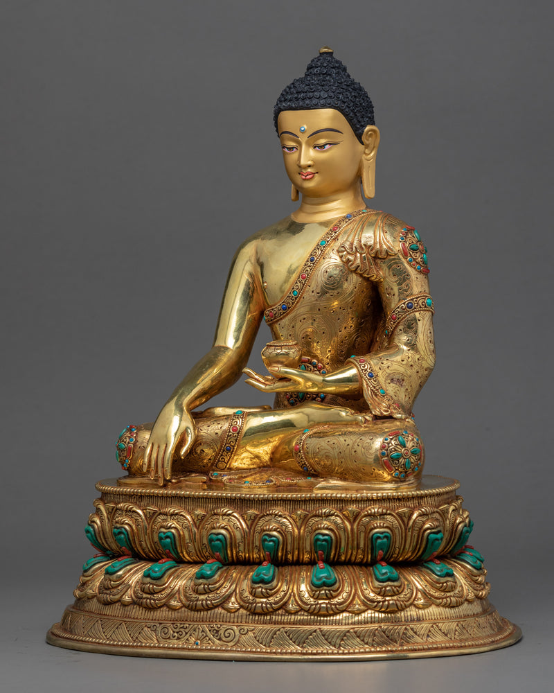 Hand Carved Buddha Statue | Buddhist Enlightenment Gold Statue