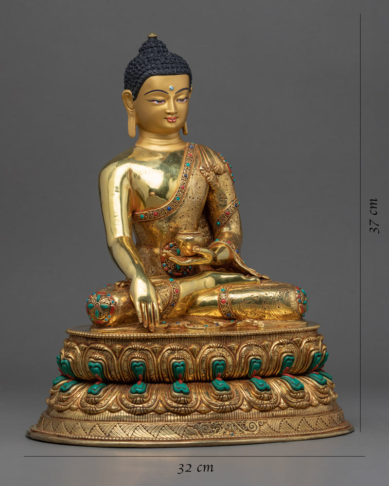 Hand Carved Buddha Statue | Buddhist Enlightenment Gold Statue