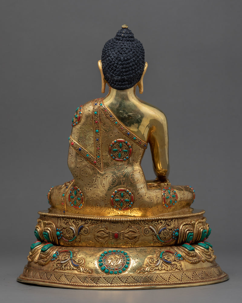 Hand Carved Buddha Statue | Buddhist Enlightenment Gold Statue