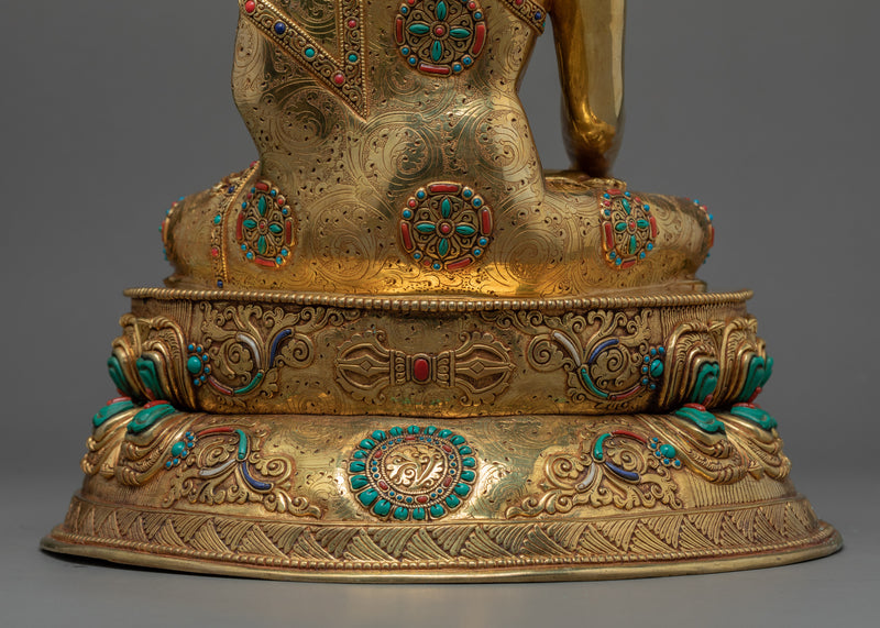 Hand Carved Buddha Statue | Buddhist Enlightenment Gold Statue