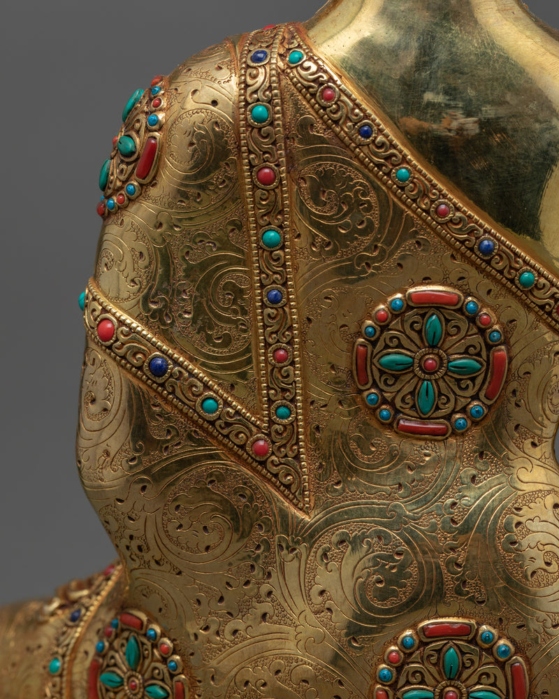 Hand Carved Buddha Statue | Buddhist Enlightenment Gold Statue