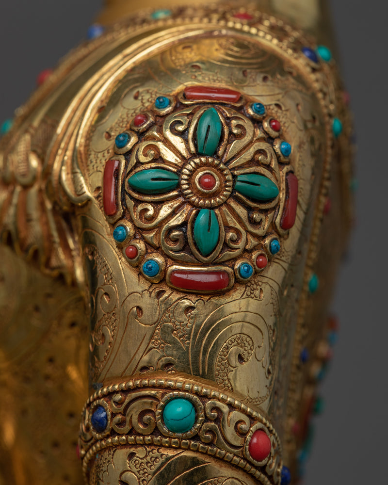 Hand Carved Buddha Statue | Buddhist Enlightenment Gold Statue
