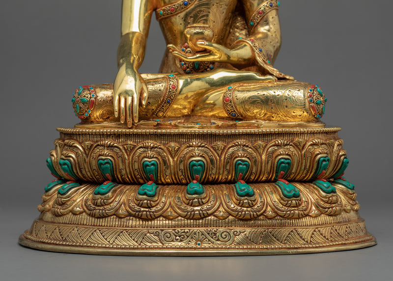 Hand Carved Buddha Statue | Buddhist Enlightenment Gold Statue