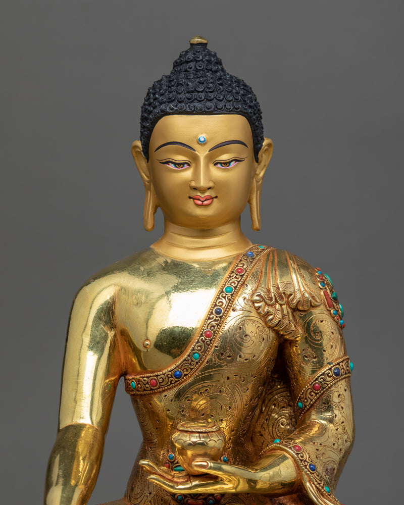 Hand Carved Buddha Statue | Buddhist Enlightenment Gold Statue