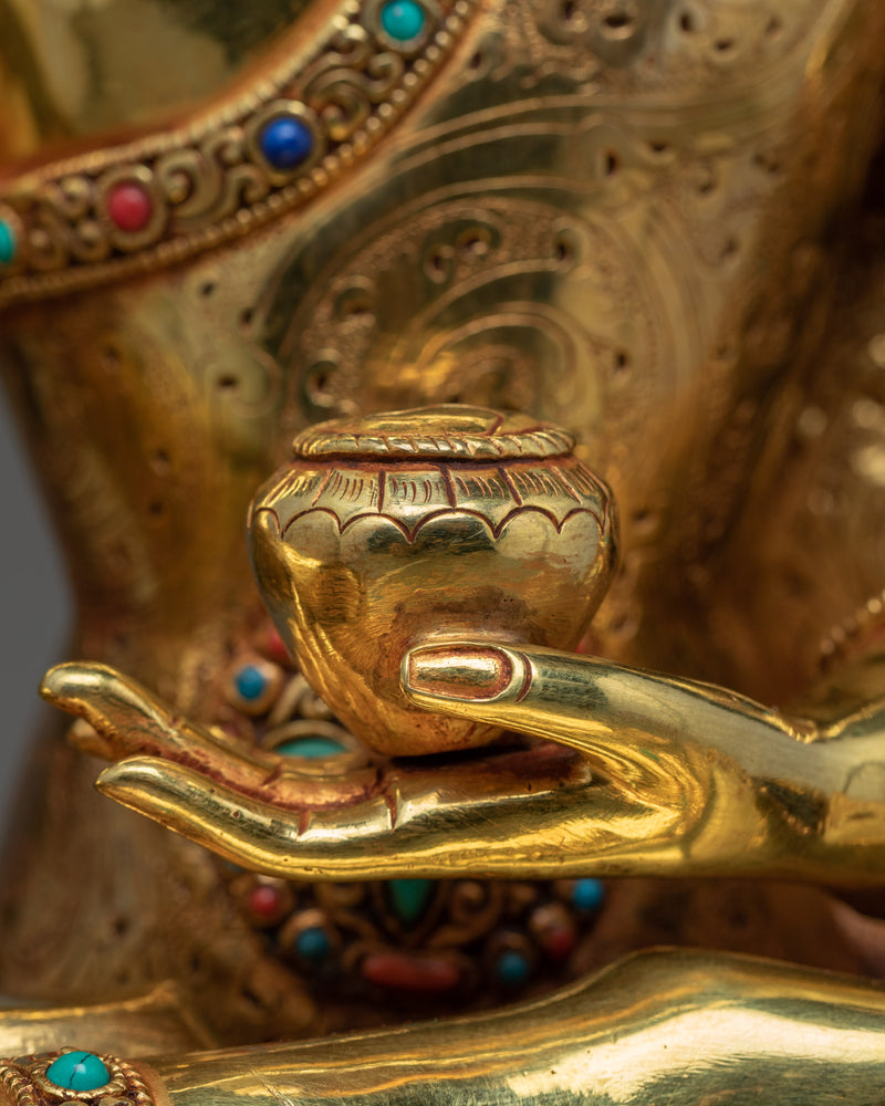 Hand Carved Buddha Statue | Buddhist Enlightenment Gold Statue