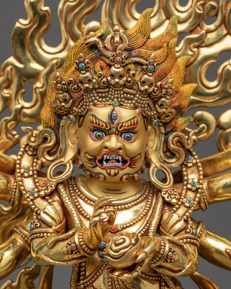 Mahakala Six Armed Sculpture | Traditional Himalayan Art