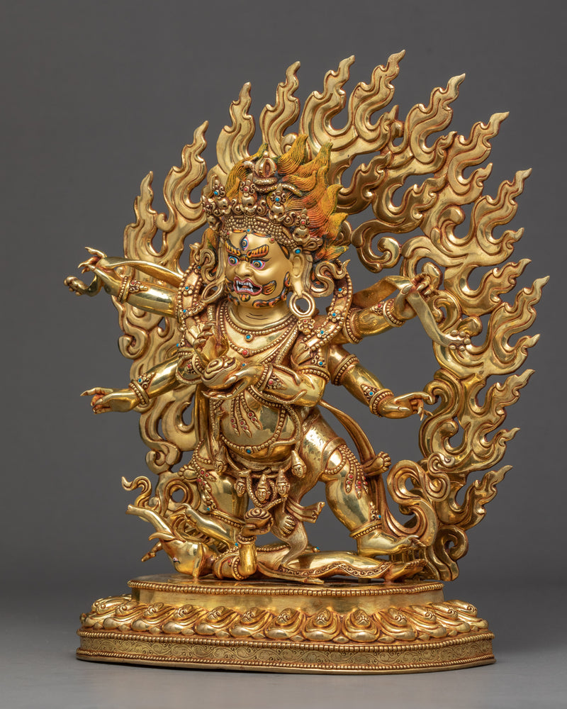 Mahakala Six Armed Sculpture | Traditional Himalayan Art