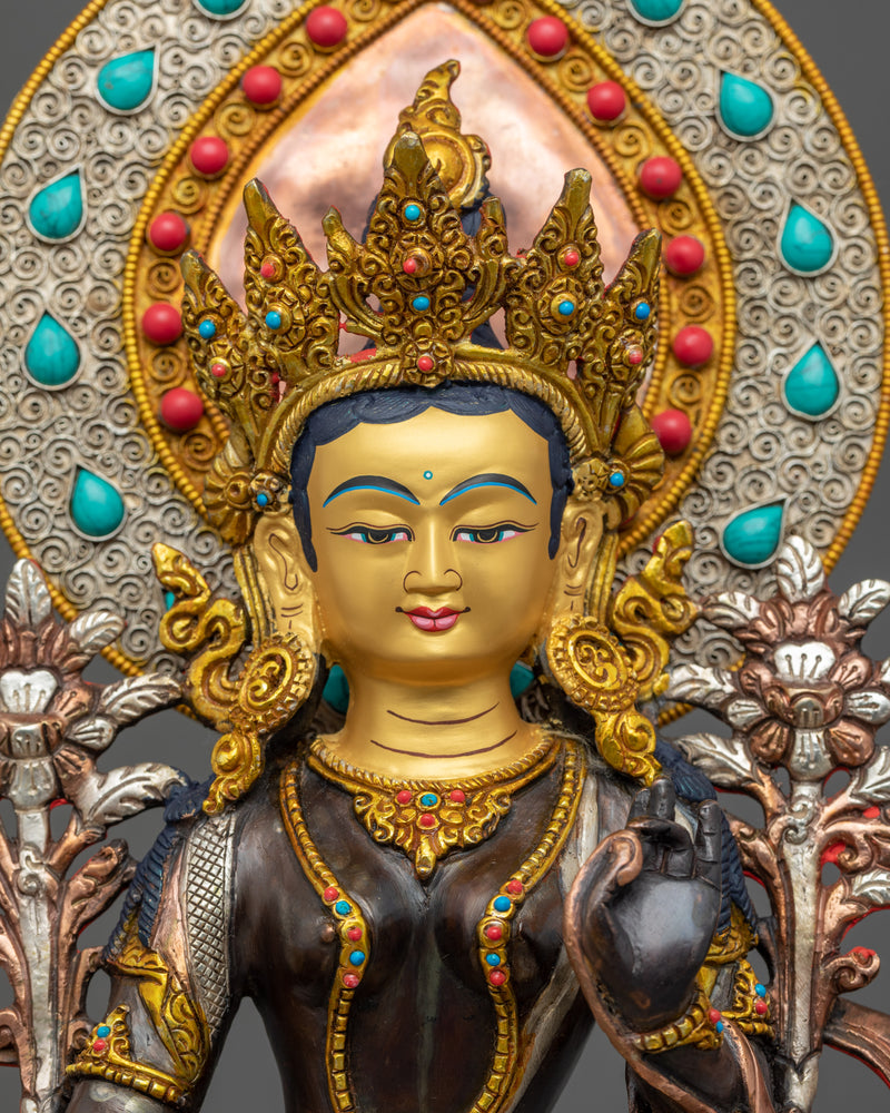 Handmade Green Tara Statue | Buddhist Compassion Deity