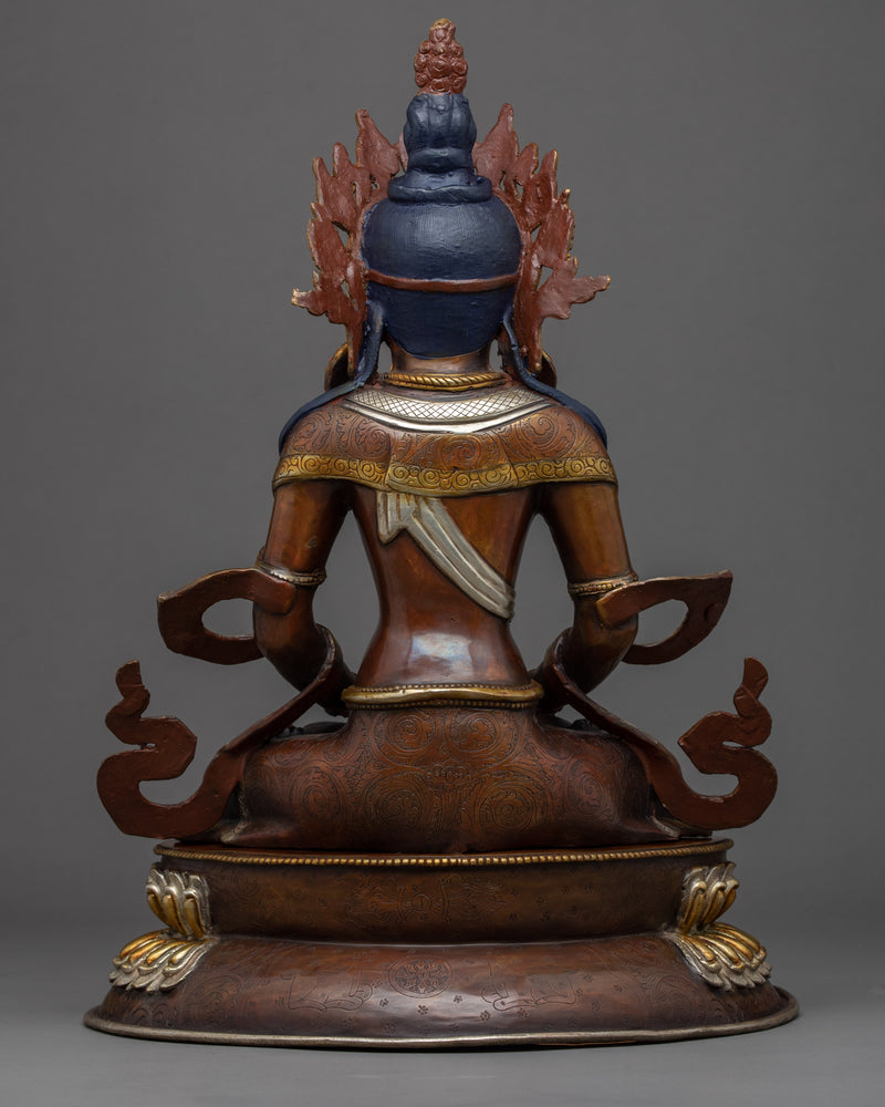 Long Life Buddha Amitayus Statue | Hand carved Gold Gilded Art