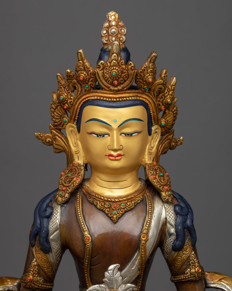 Long Life Buddha Amitayus Statue | Hand carved Gold Gilded Art