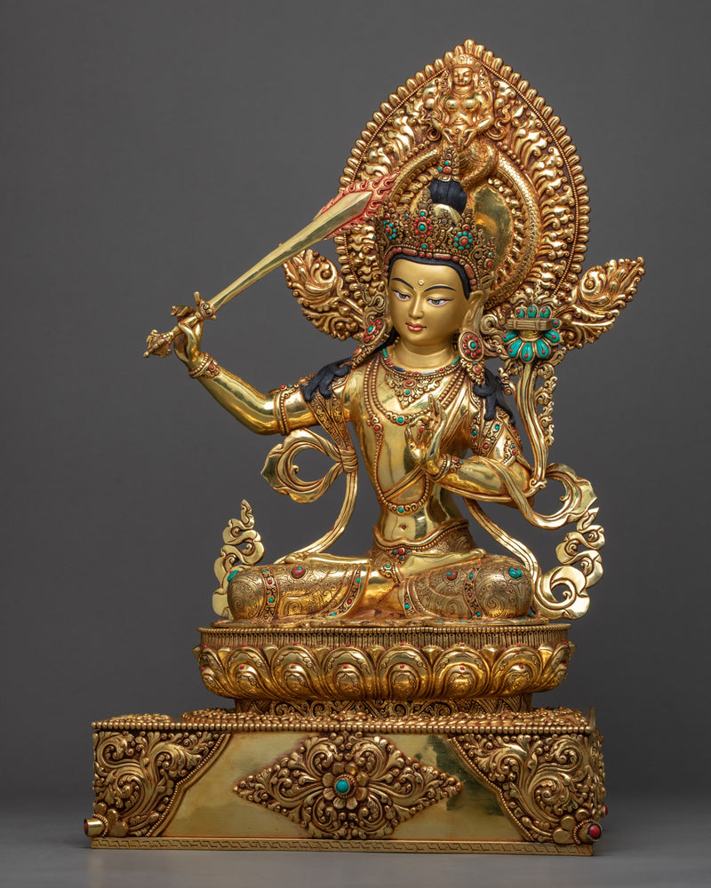 Peaceful Manjushri Sculpture | Traditionally Hand Carved