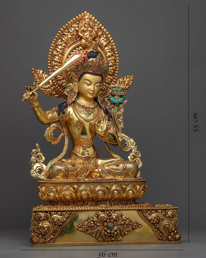 Peaceful Manjushri Sculpture | Traditionally Hand Carved