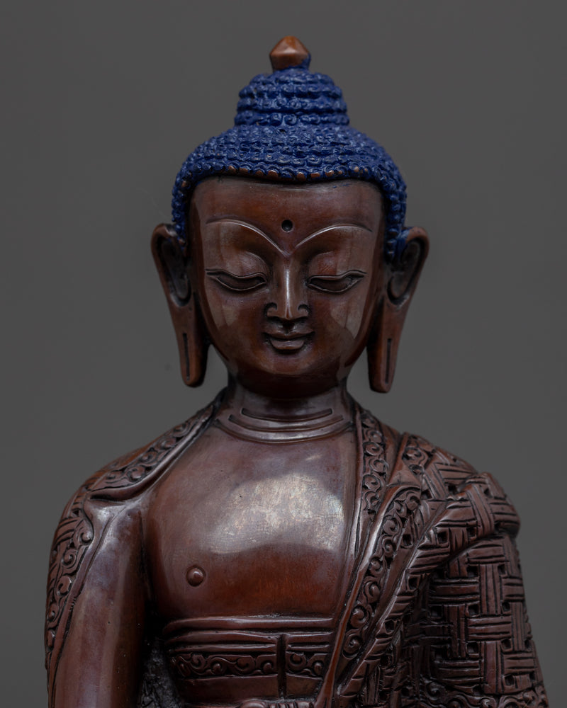 Peaceful Shakyamuni Buddha Statue | Handmade Copper Body Artwork