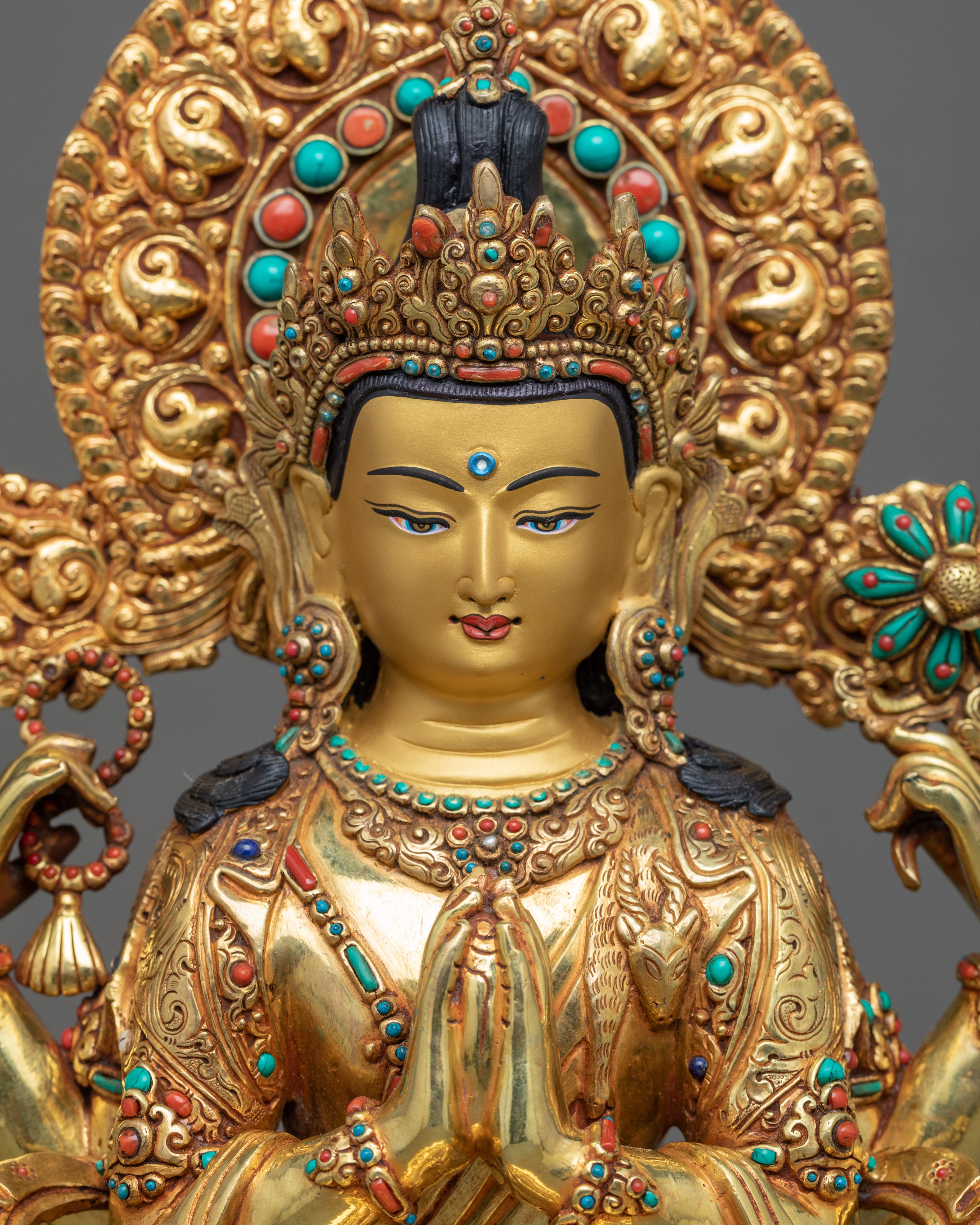 Bodhisattva Sculpture Altar Set | Traditionally Crafted Buddhist Statue Set