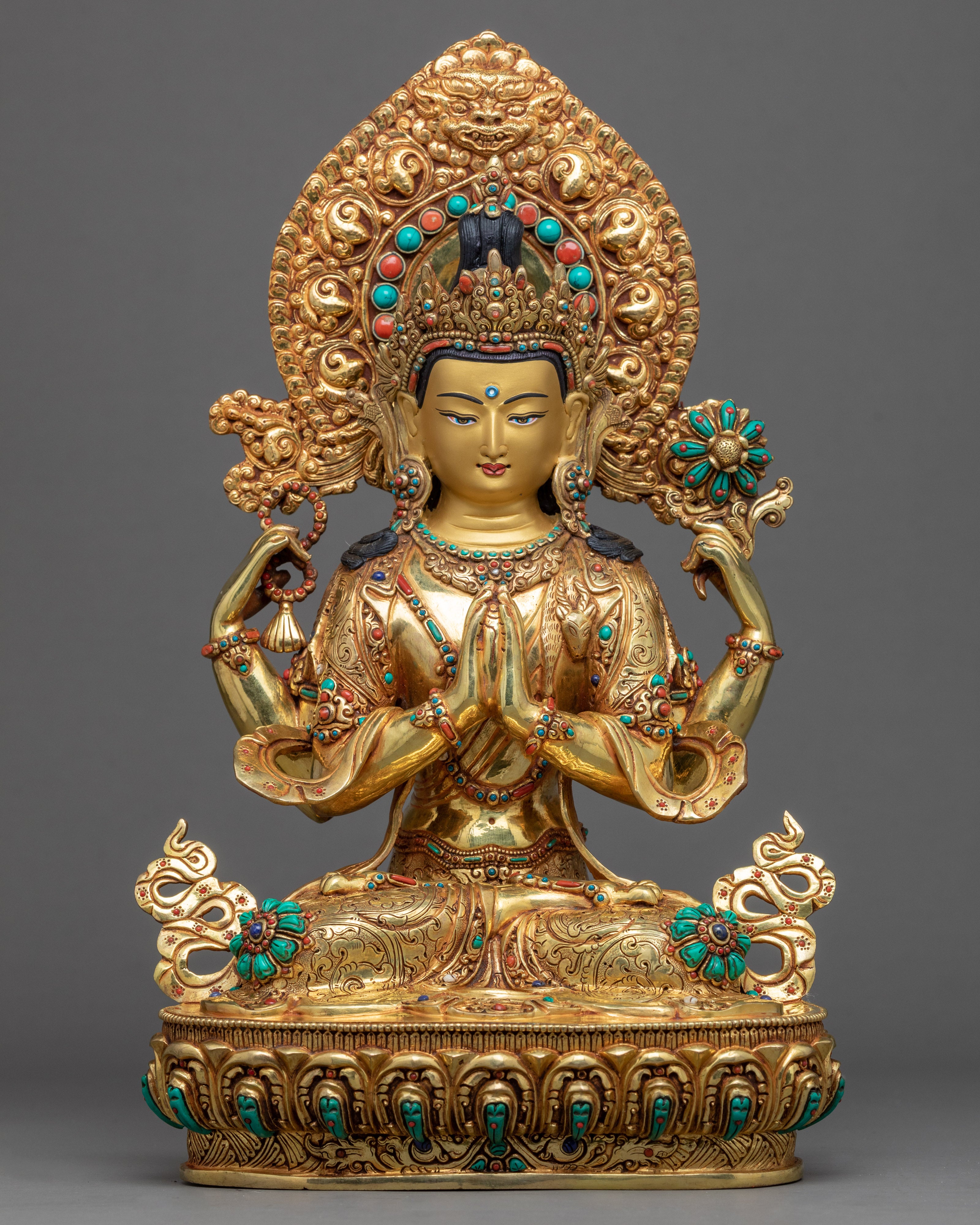 Bodhisattva Sculpture Altar Set | Traditionally Crafted Buddhist Statue Set
