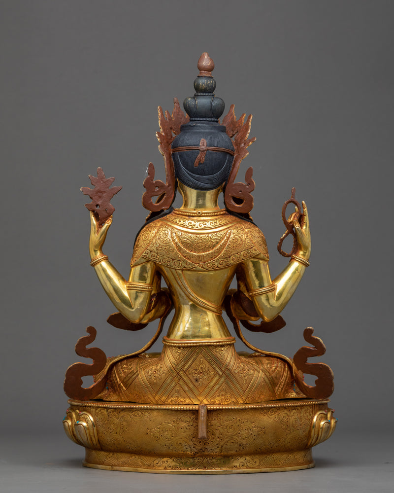 Chenrezig Gold Plated Sculpture | Bodhisattava of Compassion
