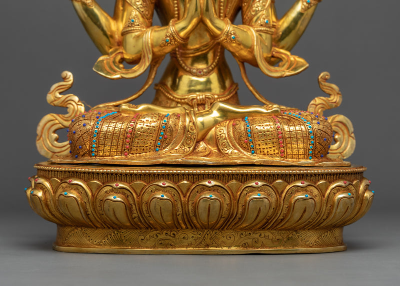 Chenrezig Gold Plated Sculpture | Bodhisattava of Compassion
