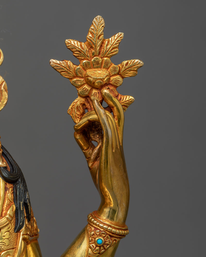 Chenrezig Gold Plated Sculpture | Bodhisattava of Compassion