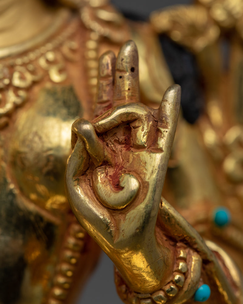 Gold Gilded Buddhist Art Tara Statue | Buddhist Mother of Compassion