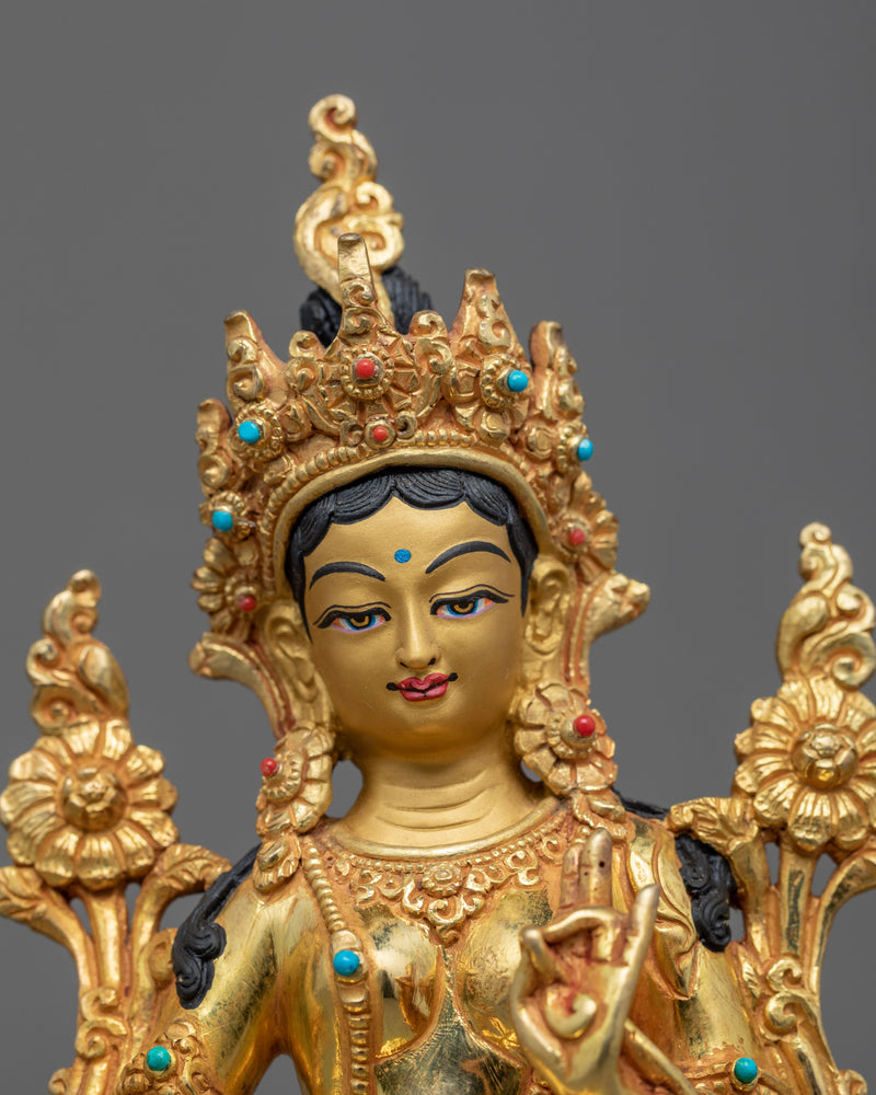 Gold Gilded Buddhist Art Tara Statue | Buddhist Mother of Compassion