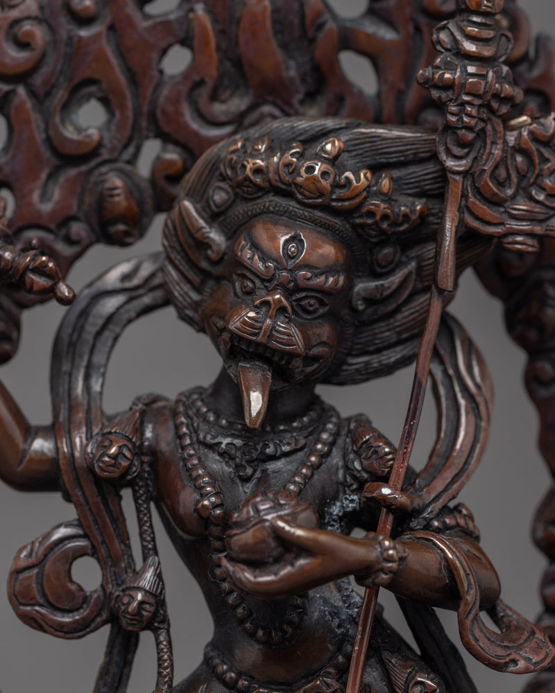 Simhamukha Sculpture Lion Headed Dakini | Hand Carved Himalayan Art